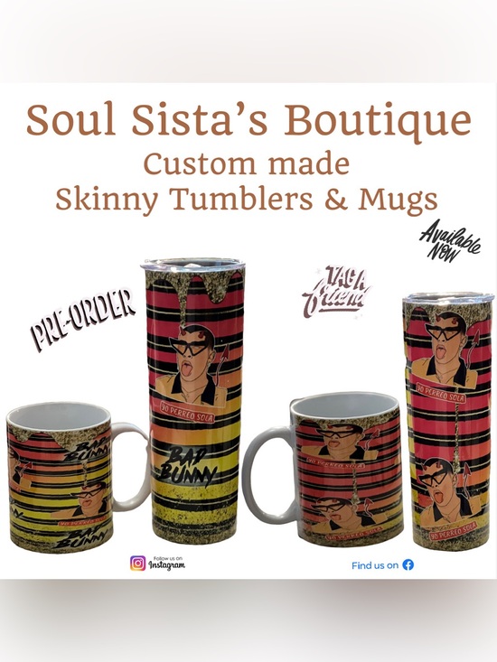 Soul Sista’s Boutique Other - Bad Bunny Yellow Striped Tumbler & Mug Set